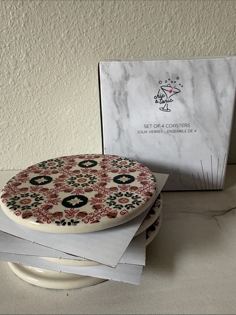 $8💕 Chic & Tonic Set of 4 Ceramic Coasters